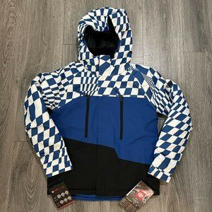 NWT 686 Geo Insulated Snowboard Jacket Navy Blue Checkered Boys Small M0W504